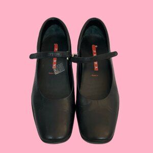 Authentic Prada Black Leather Mary Jane Loafers